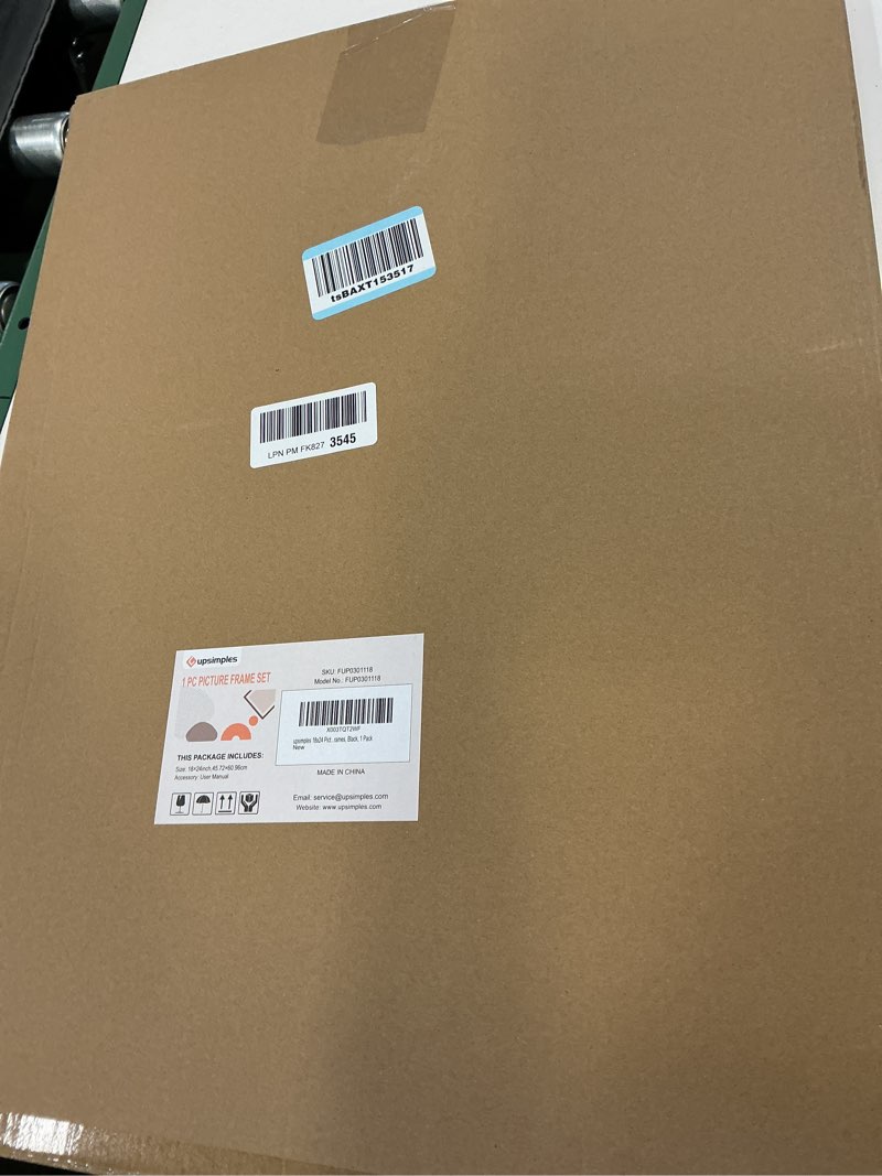 Condition photo showing New/Like New for upsimples 18x24 Picture Frame, Display Pictures 16x20 with Mat or 18 x 24 Without, Wall Hanging Poster Frames, Black, 1 Pack Black 18x24