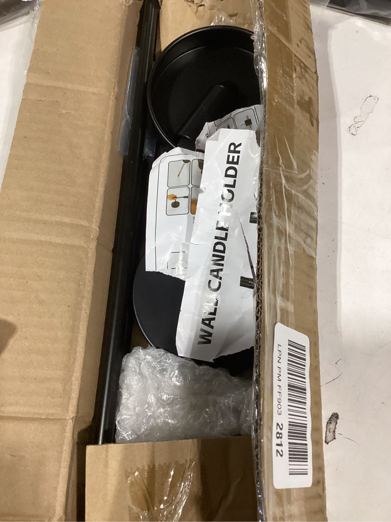 Condition photo showing As Is for Black Candle Sconces Long Wall Candle Holder, Set of 2 Large Wall Candle Sconce Modern Chic Home Decor for Bedroom, Dining Room, Living Room 23"