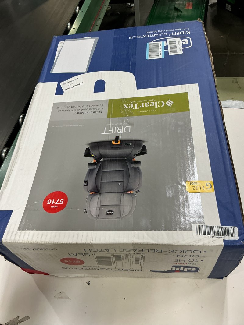 Condition photo showing New/Like New for chicco kidfit cleartex plus 2-in-1 belt-positioning booster car seat, backless and high back booster seat, for children aged 4 years and up and 40-100 lbs. | drift/grey kidfit cleartex plus drift