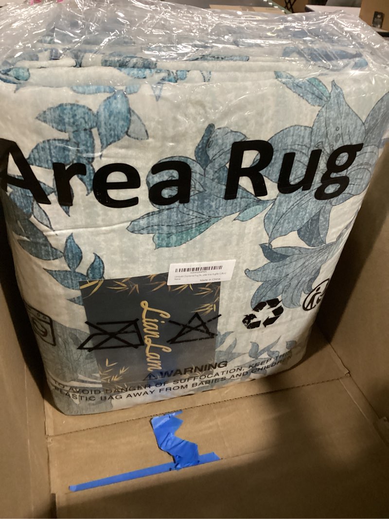 Condition photo showing Good Condition for (SIMILAR TO STOCK PHOTO)9x12 Area Rugs for Living Room, Abstract Non Slip Machine Washable Vintage Rugs, Low Pile Lightweight Large Rug for Bedroom, Dining Room, Home Office Blue Blue/Grey 9' x 12' (Rectangular)