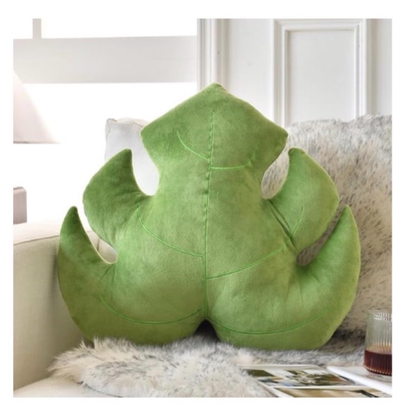 leaf pillow, cute decorative throw plant pillow aesthetic decor nature pillow for bed couch, leaves shaped pillow perfect for bedroom living room (light green, 15 inches)