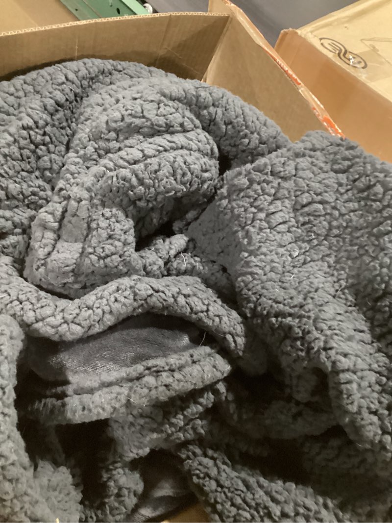 Condition photo showing Good Condition for Electric Heated Blanket Throw - 50"x60" Heating Blanket Throw House Warming Gifts New Home, Ultra Soft Warm Flannel Sherpa Fast Heat,8 Heat Level 10 Hours Auto-Off ETL Certified Grey Grey Throw-50" x 60"