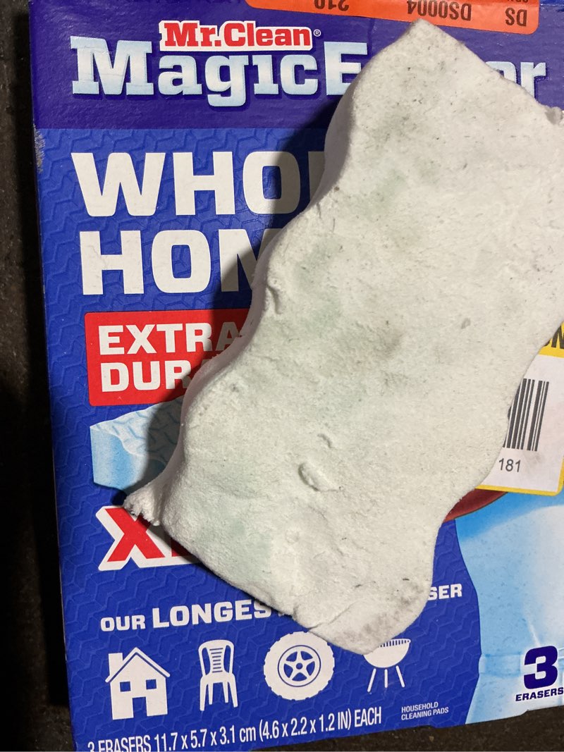 Condition photo showing As Is for mr. clean magic eraser sponge, whole home extra durable xl, 3ct