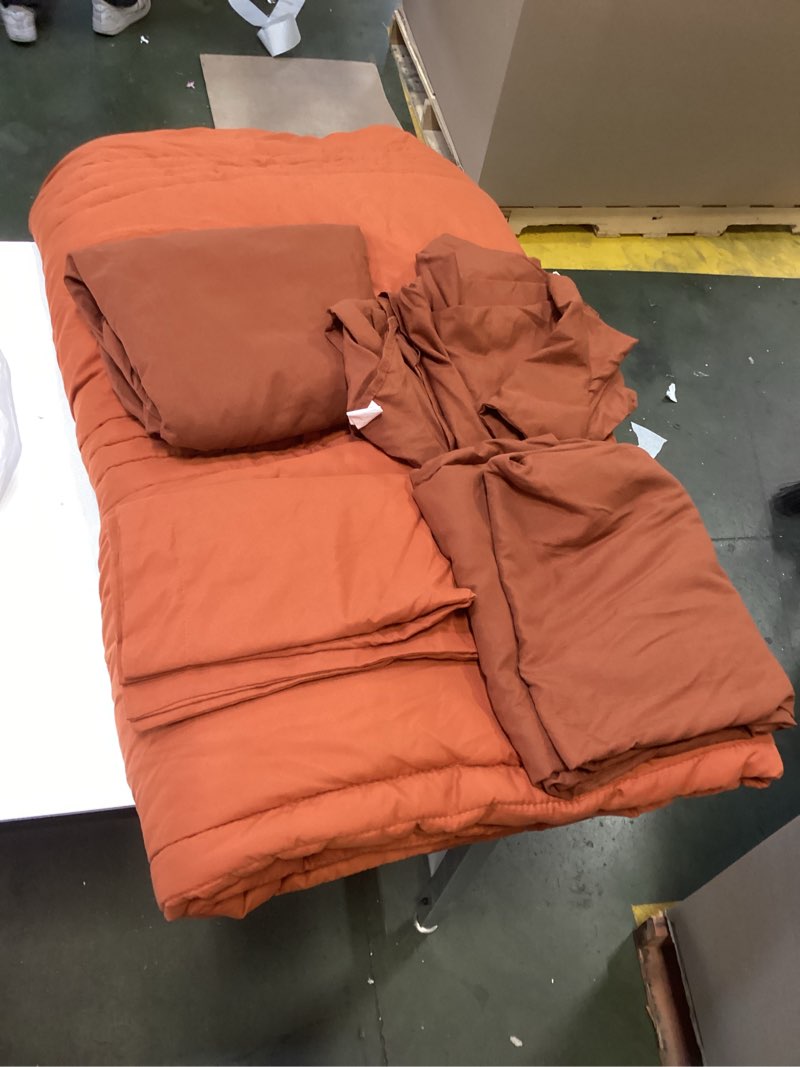CozyLux Queen Comforter Set - 7 Pieces Bed in a Bag Terracotta Comforters Que