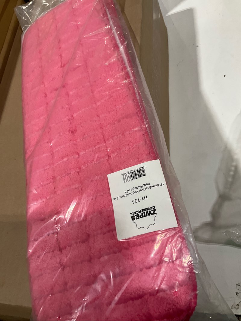 Condition photo showing Good Condition for zwipes professional premium microfiber smooth wet scrubbing replacement mop pads, 18 inch, 3-pack, red