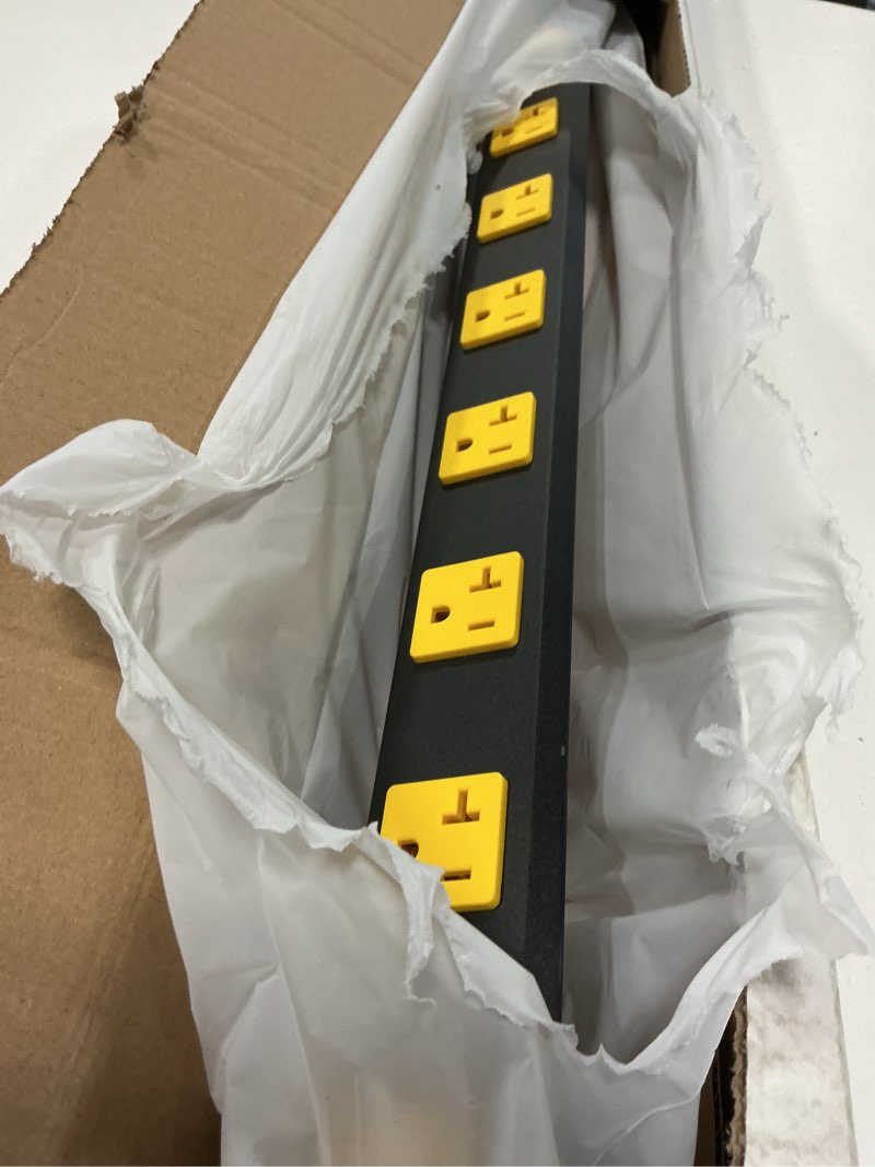 Condition photo showing Good Condition for HHSOET 16 Outlet Long Power Strip, 4FT Heavy Duty Power Strip with 4800J Surge Protection, 20a Mountable Wide-Spaced Outlets for Home, Office, Garage & Workshop - ETL Certified 4FT Yellow