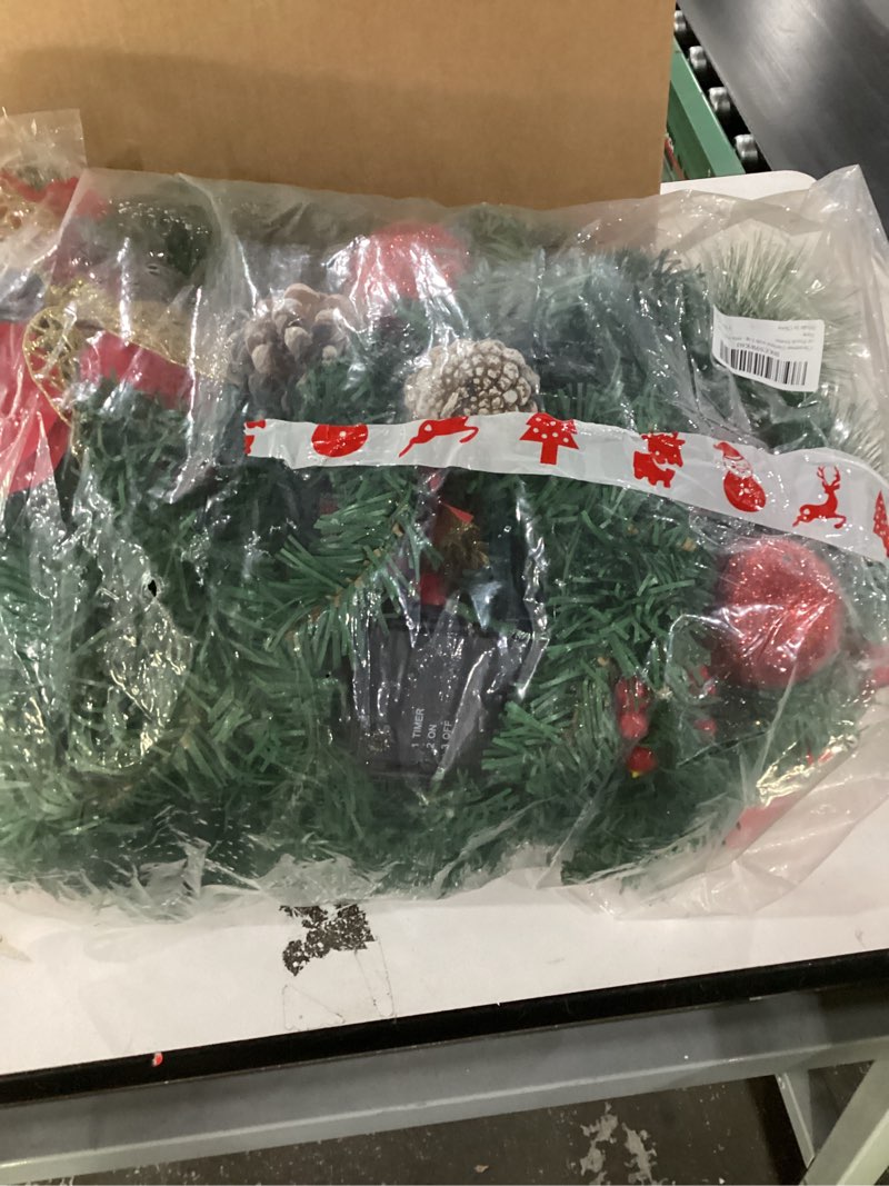 Condition photo showing Good Condition for Christmas Garland with Lights, 9FT Lighted Christmas Garland with 30 LED, Prelit Garland Battery Operated Garland Christmas Decorations for Stairs Railing Fireplace Mantle Front Door Porch Home 6#