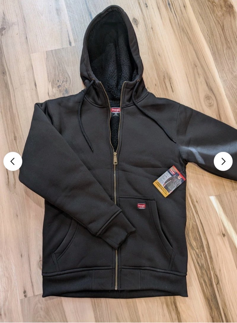 (Size-34-36)Wrangler Workwear Size Small Water Repellent Hoodie Sherpa Lined Full Zip New