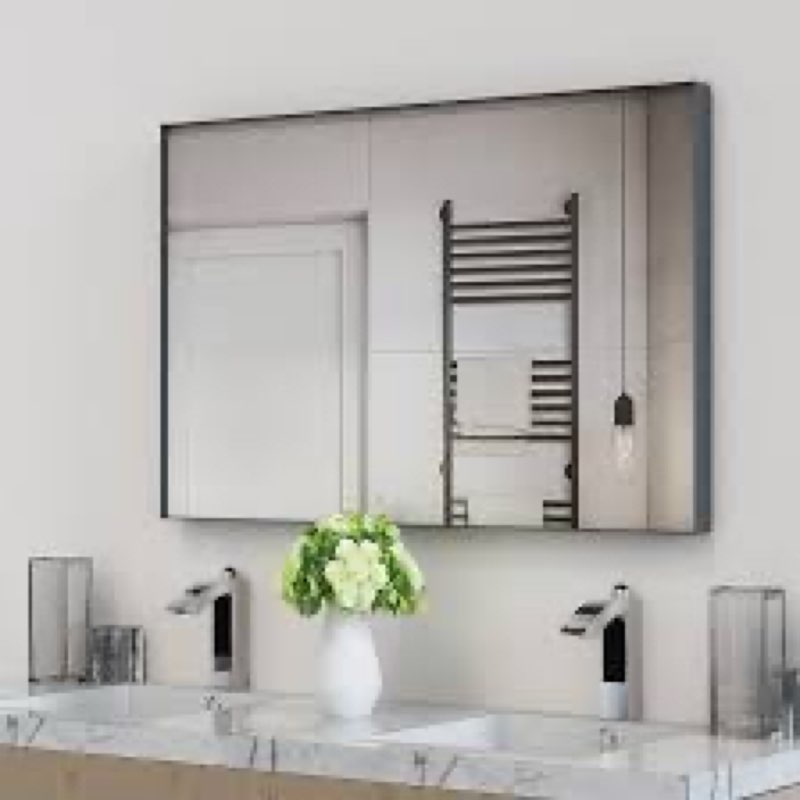 VocalStar Black Framed Mirror for Bathroom 40 x 30 Inch, Large Rectangular Wall Mirror Square Corner