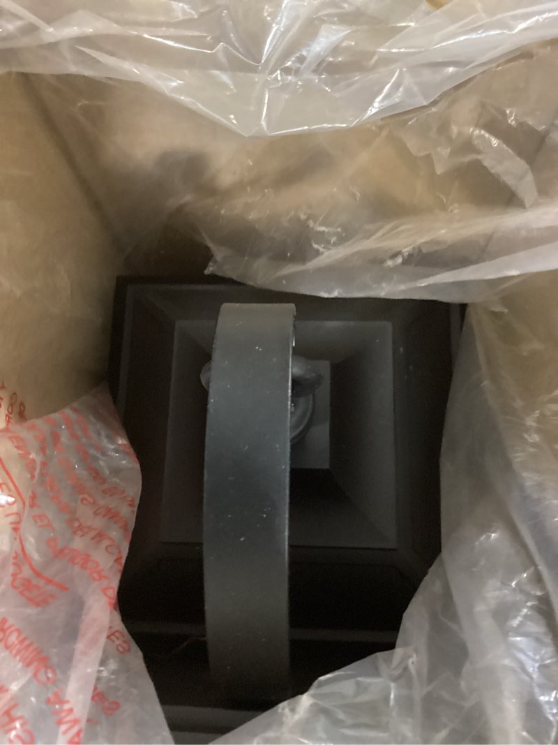 Condition photo showing As Is for quoizel knox 2 -light 15.75-in h matte black hardwired outdoor wall light