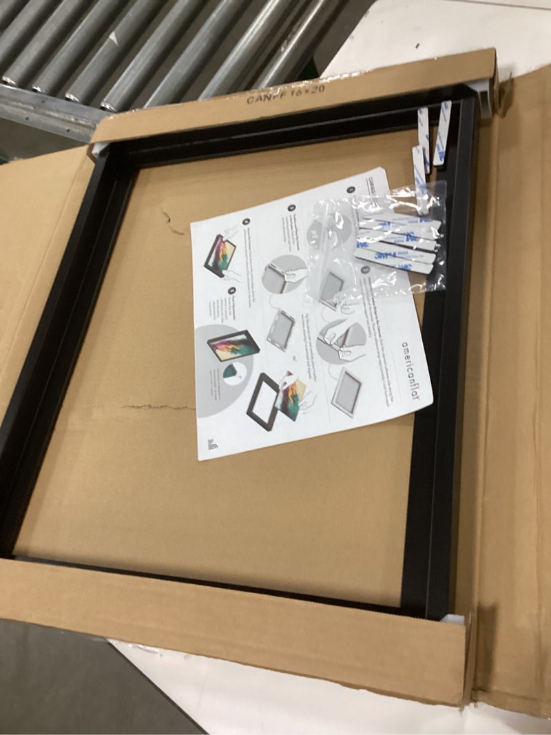 Condition photo showing Good Condition for Americanflat 16x20 Canvas Floating Frame with Adhesive Strips Included - Vertical and Horizontal Floating Frame for Artwork - Canvas Frame for Wall Display - Black Black 16x20