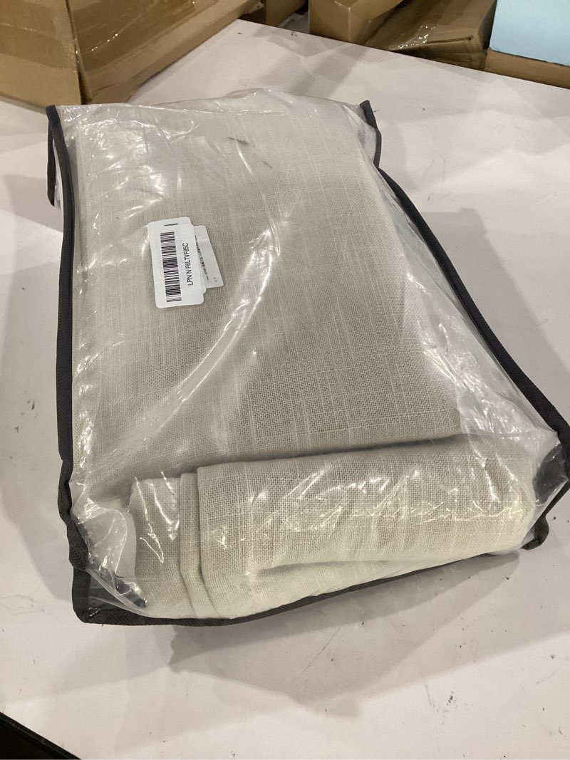 Condition photo showing Good Condition for twodrapes beige linen curtains 96 inches long pinch pleated 2 panels living room bedroom memory trained semi sheer neutral flax pinch pleat drapes with hooks rings light filtering window curtain 40x96 linen 40"w x 96"l (pack of 2)