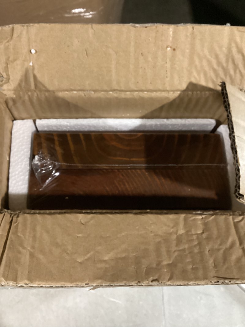 Condition photo showing Good Condition for Solid Wood Floating Shelves,15in Finished Real Wood Wall Shelves with Heavy-Duty Hidden Bracket, Easy Installation, Set of 2, 15in x 7.9in x 1.5in, for Living Room Bedroom Kitchen,Bronze 15in Bronze