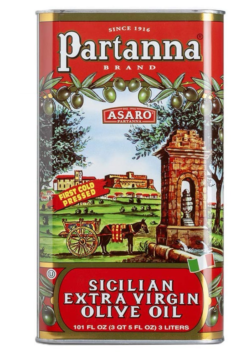 partanna robust extra virgin olive oil - premium castelvetrano oil - harvested in sicily - pure authentic italian - monovarietal - rich in flavor - first cold pressed - 101oz (3 liter) tin olive oil 101 ounce(( exp/07/07/2027))