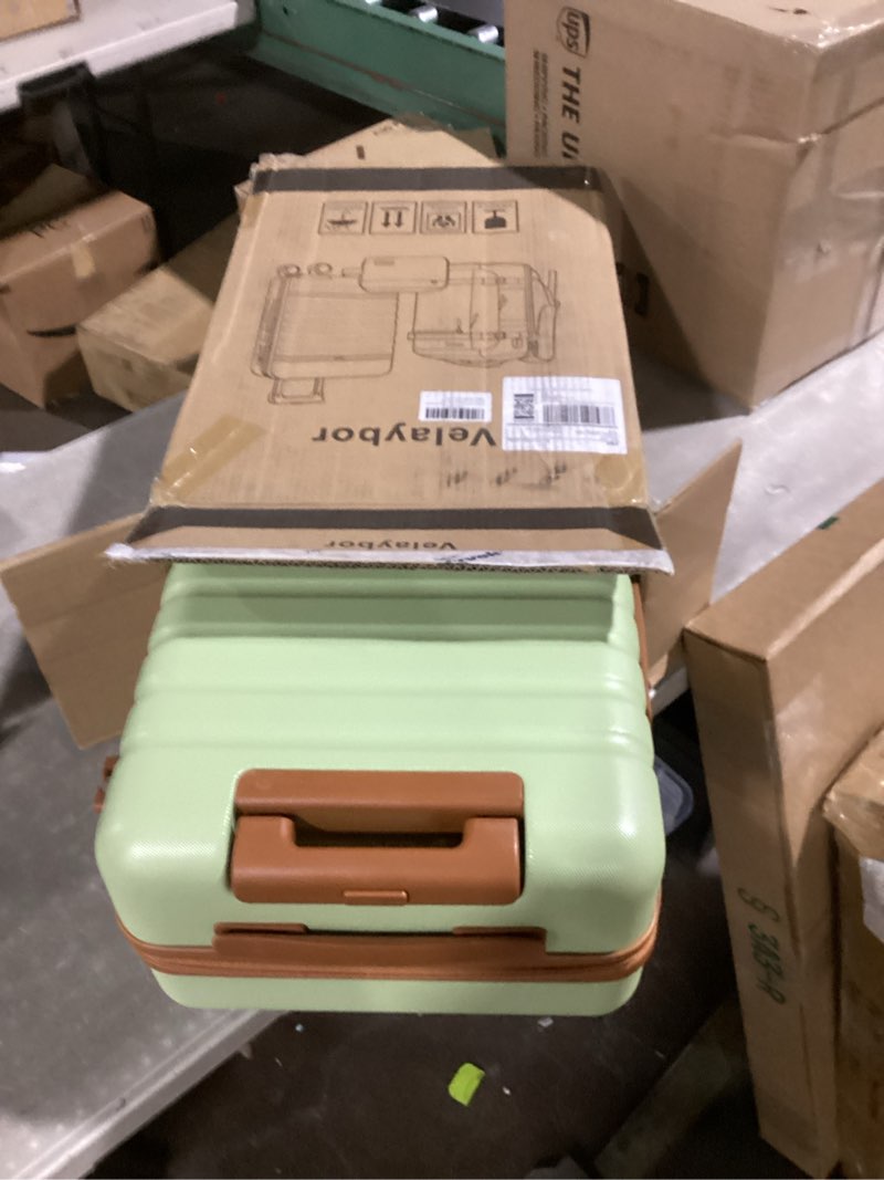 Condition photo showing As Is for (AS IS) Luggage Set with Spinner Wheels, Lightweight PC Hardside Suitcase with TSA Lock & YKK Zippers, 20 Inch Carry On Luggage with Travel Bag for Men and Women, Avocado Green Avocado