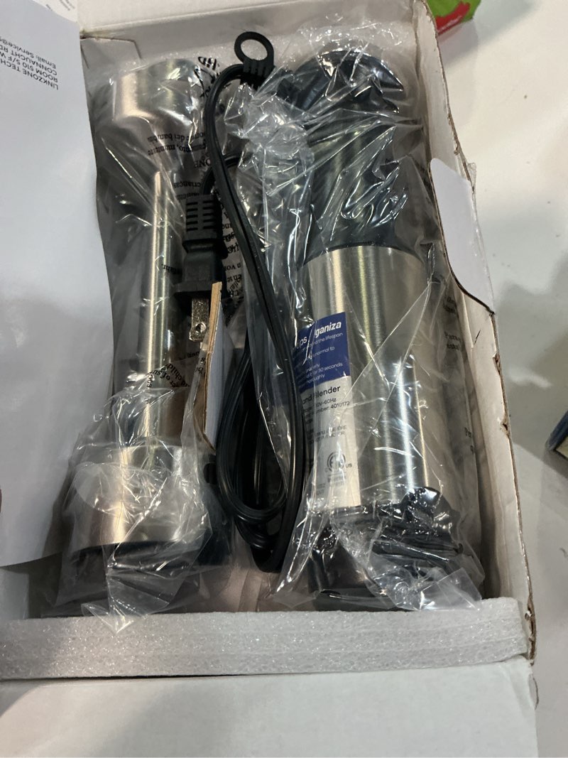 Condition photo showing Good Condition for ganiza immersion blender 5 in 1 hand blender max 1000w heavy duty motor, 16 speed mode handheld blender stainless steel blade with 800ml mixing beaker, 600ml chopper, whisk and milk frother