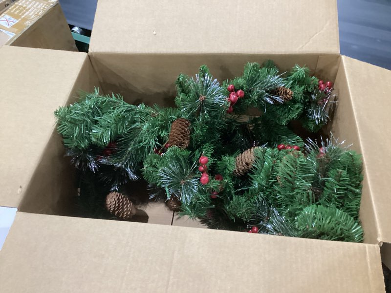 Condition photo showing As Is for **similair**artificial christmas wreaths for front door winter door wreath with big pine cones,pine needles,christmas berry for front door farmhouse indoor outdoor holiday home decor