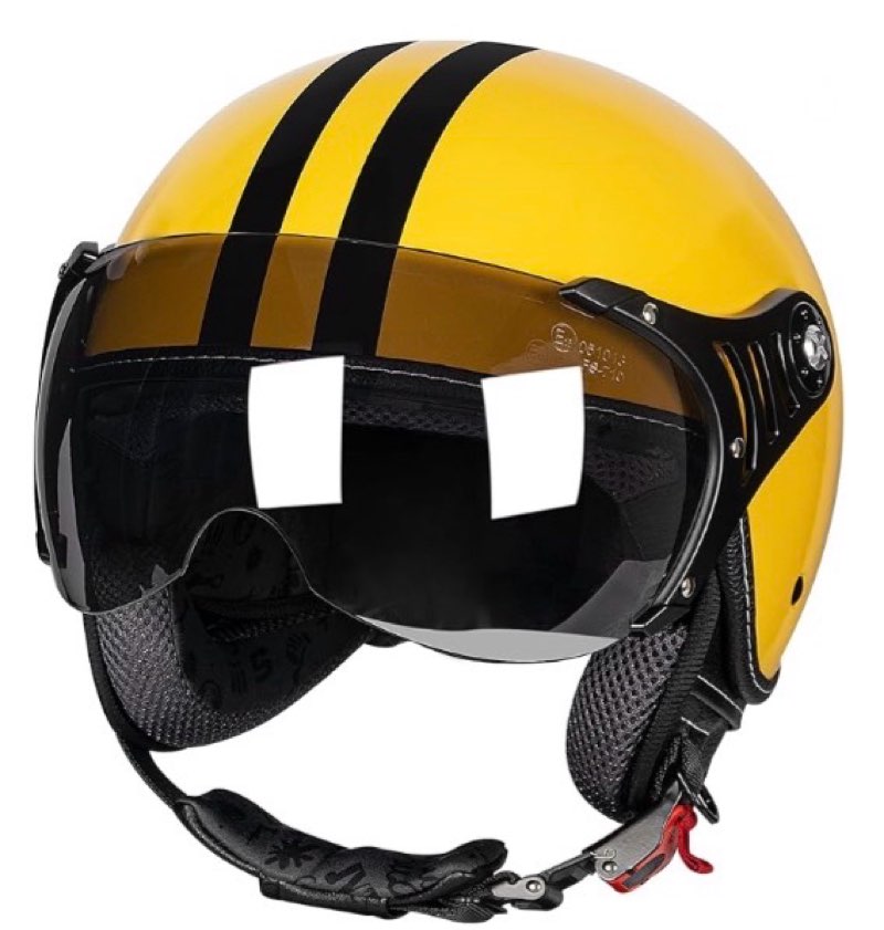 3/4 Motorcycle Helmets Retro Open Face Vespa Scooters Helmet with Clear Visor for Men and Women- DOT Approved