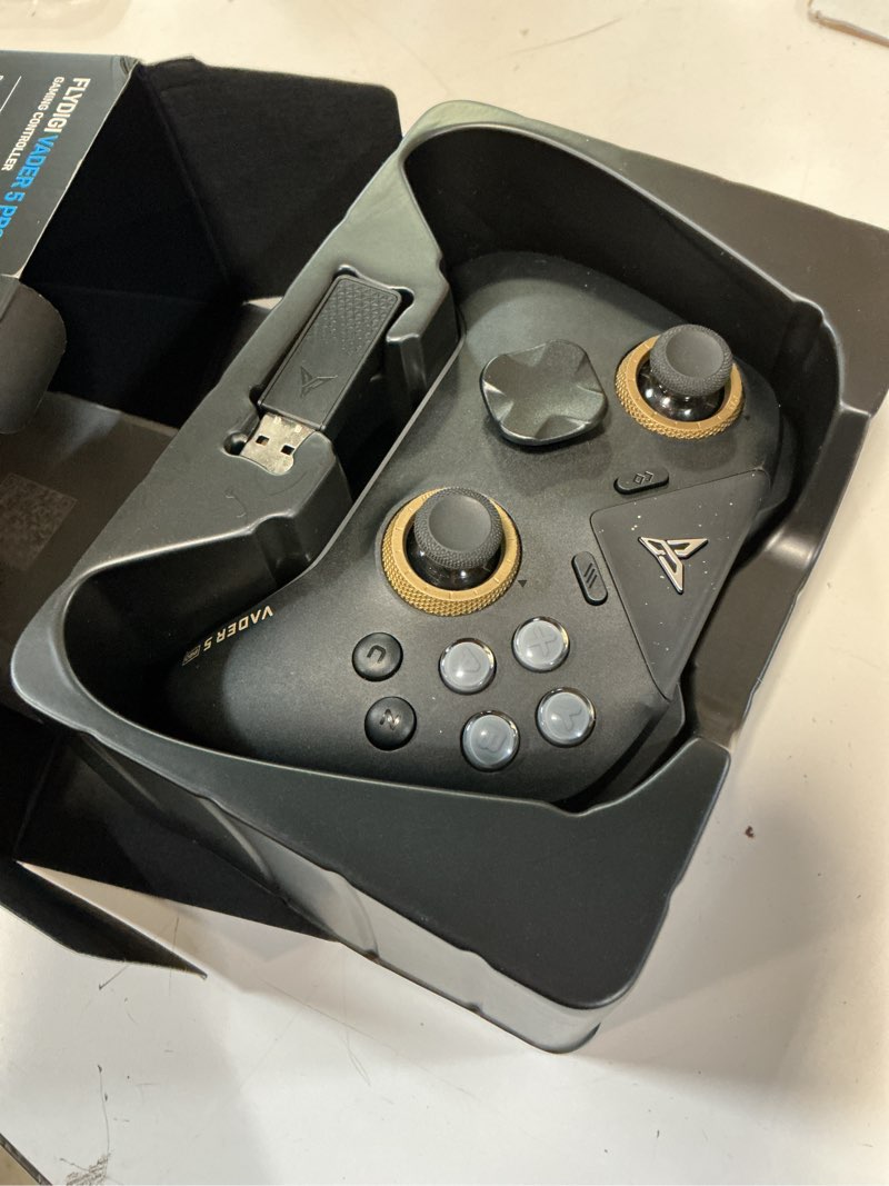 Condition photo showing As Is for flydigi vader 5 pro pc controller, forceflex joysticks, 3ms low latency | forceswitch triggers, 8 remappable buttons, triggers & grips 4-motor vibration, 1000mah battery, 3 connection methods