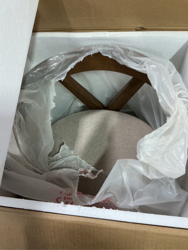 Condition photo showing Good Condition for Benjara Chair CID ICY 23 Inch Dining Armchair, Plush Fabric Seat, Walnut Brown Solid Wood