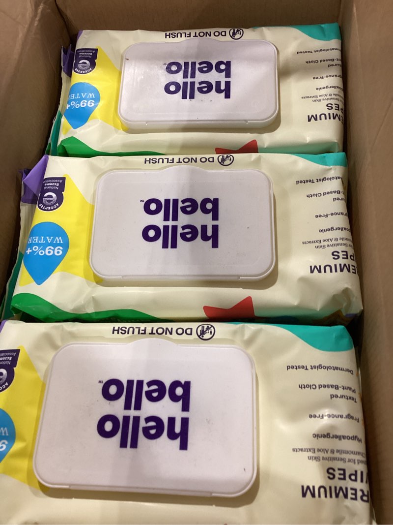 Condition photo showing Good Condition for hello bello extra gentle unscented baby wipes, plant based, made with 99% water and aloe for babies and kids, 720 count 60 count (pack of 12) fragrance free - old version