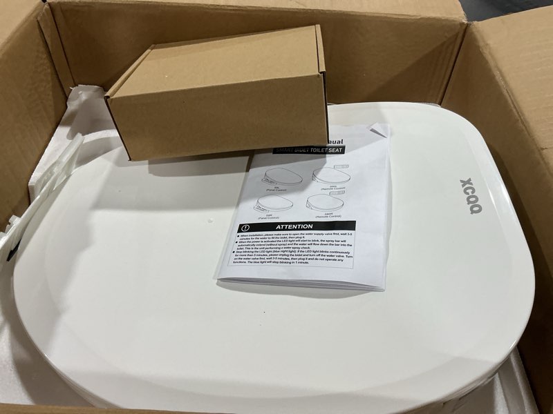 Condition photo showing As Is for XCQQ Bidet Toilet Seat, Bidet Seat With Warm Water Wash, Heated Seat, Air Dryer, Soft Close Lid, Night Light, Self Cleaning Nozzle, LED Display, Requires Outlet - Round S8R-Round (Panel Control)