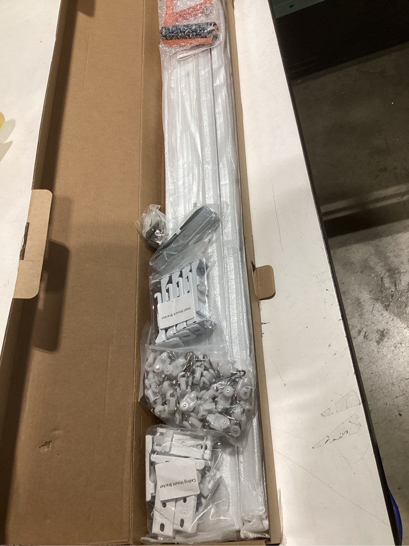 Condition photo showing New/Like New for ceiling curtain track, curtain track with roller hooks, 9ft - 12ft ceiling mounted rail set for room divider, white 9ft - 12ft white