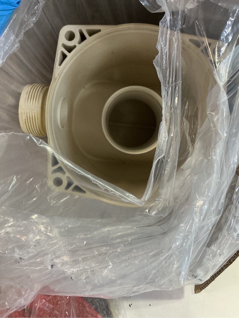 Condition photo showing As Is for 353010 volute assembly w/housing & lid & locking ring & basket & unions & seal plate compatible with pentair superflo pool pump, for pool and spa inground pump, almond