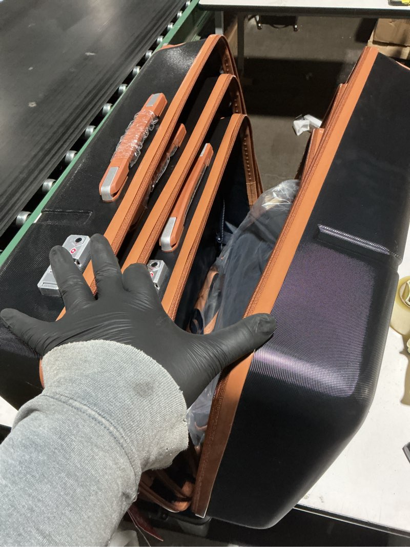 Condition photo showing As Is for Luggage Sets 5 Piece Suitcases with Wheels, Suitcase Set ABS Hard Case Luggage with TSA Lock Spinner Wheels Durable Travel Luggage Black ABS 5 Piece Sets (20/24/28/DB/TB)