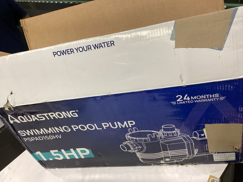 Condition photo showing Good Condition for aquastrong riptide series 1.5 hp in/above ground pool pump, 220v dual speed, up to 6,604 gph high flow, pure copper motor, energy efficient, self priming with filter basket dark grey