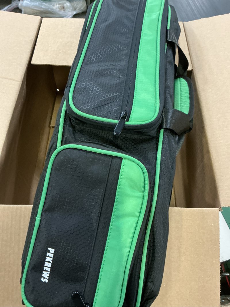 Condition photo showing Good Condition for pekrews pool cue case 4x5, pool stick case with multiple pockets holds 4 butts 5 shafts, soft padded sturdy pool cue bag, billiard cue backpack with adjustable shoulder straps for men and women