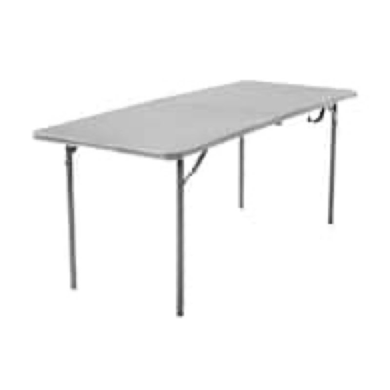 cosco 6-ft x 2.5-ft gray fold-in-half resin rectangle indoor/outdoor folding banquet