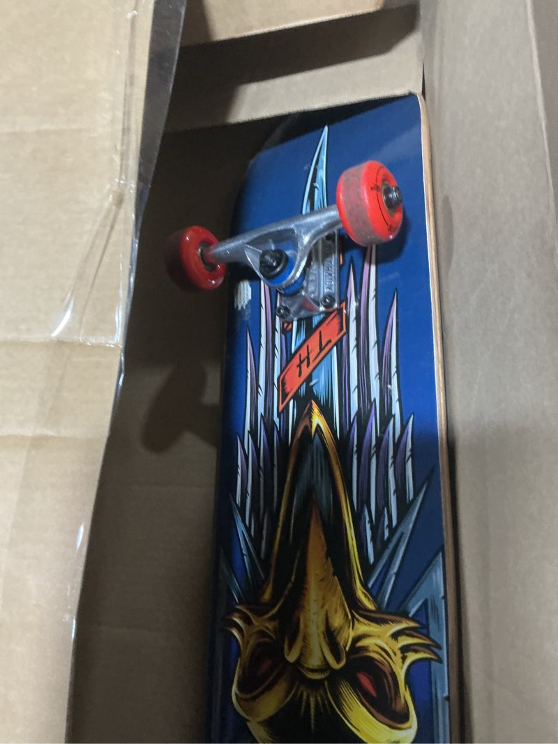Condition photo showing Good Condition for Tony Hawk 31 inch Skateboard, Tony Hawk Signature Series 2, 9-ply Maple Deck Skateboard for Cruising, Carving, Tricks and Downhill, Dagger/Cross/Skull