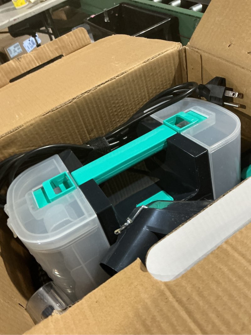 Condition photo showing As Is for iris usa carpet spot cleaner machine 110v with auto spray for low pile carpet, couch, sofa, upholstery, car detailing, shallow berber rug, lightweight portable chemical-free stain remover, 1000ml tank portable spot cleaner