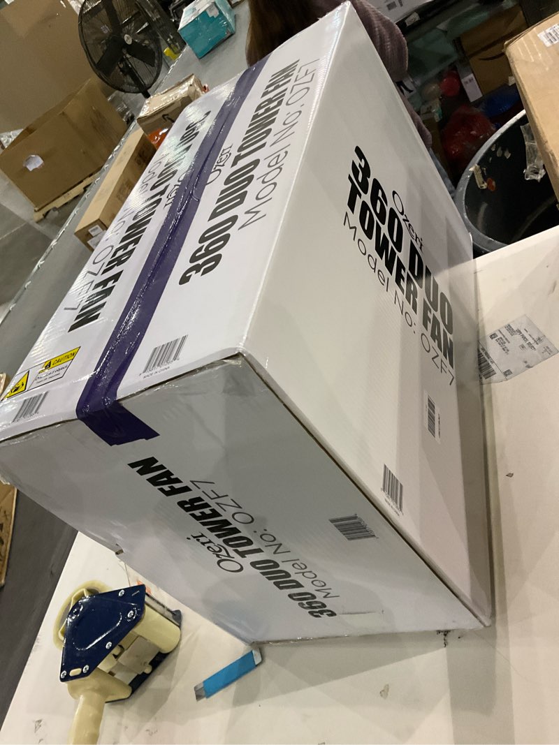 Condition photo showing As Is for Ozeri 360 Duo Tower Fan, with Dual Oscillation