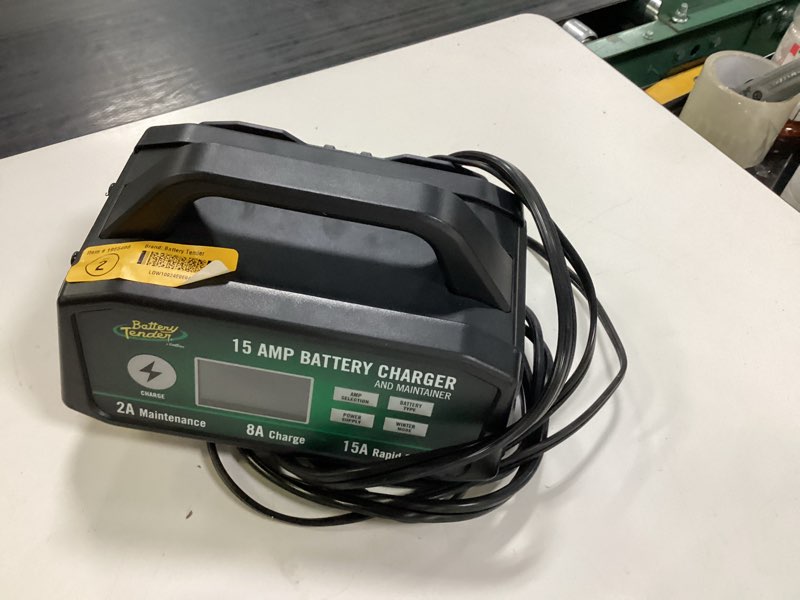 Condition photo showing As Is for battery tender 15 -amp 12-volt car battery charger