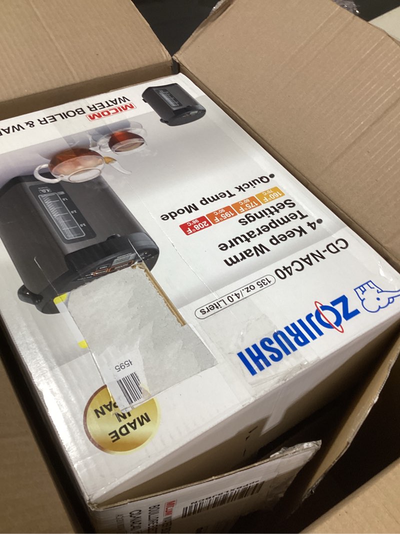 Condition photo showing As Is for Zojirushi CD-NAC40BM Micom Water Boiler and Warmer (4-Liter, Metallic Black) 4.2 Quarts Boiler Metallic Black