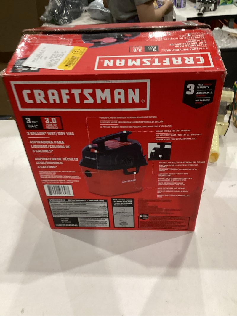 Condition photo showing Good Condition for craftsman 3-gallon 3 hp corded wet/dry shop vacuum cmxecxa8200344