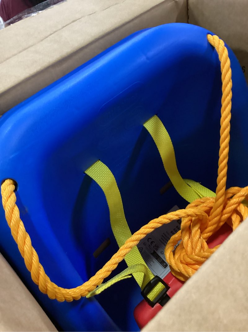 Condition photo showing Good Condition for little tikes snug 'n secure blue swing with adjustable straps, 2-in-1 for baby and toddlers ages 9 months - 4 years