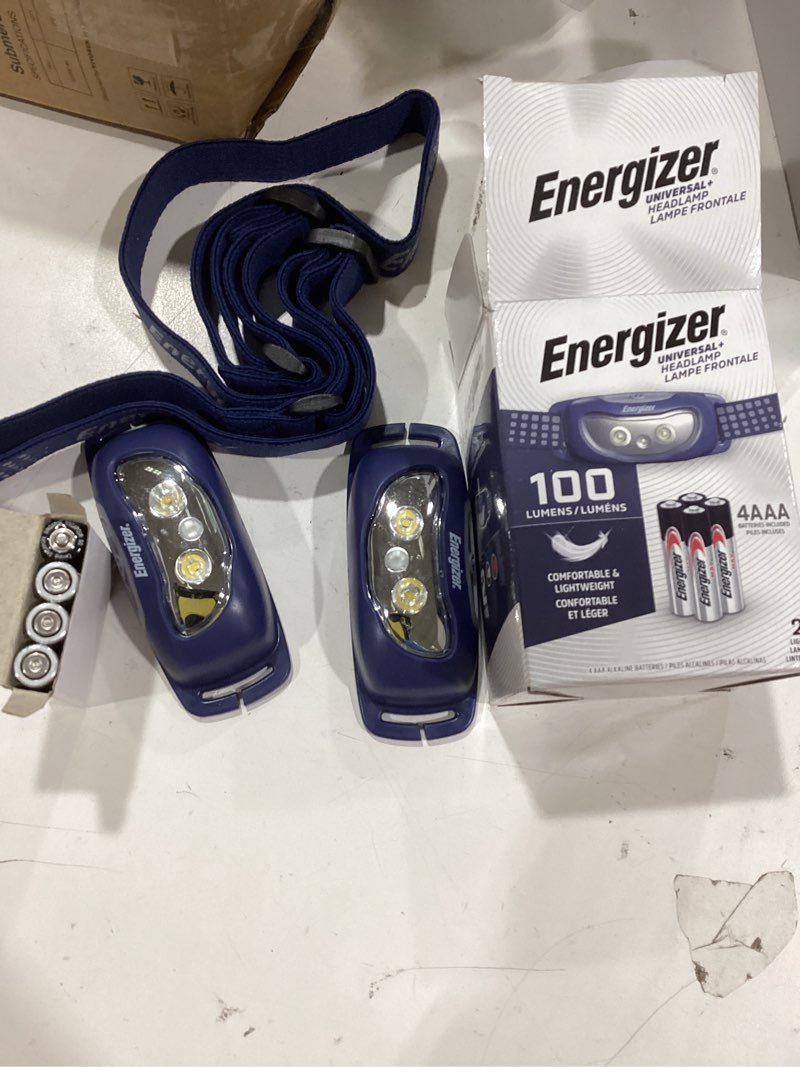Condition photo showing Good Condition for energizer universal led headlamp (2-pack), ipx4 water resistant headlamps, bright head light for outdoors, camping, running, storm, survival led light for emergencies (batteries included) navy 2-pack