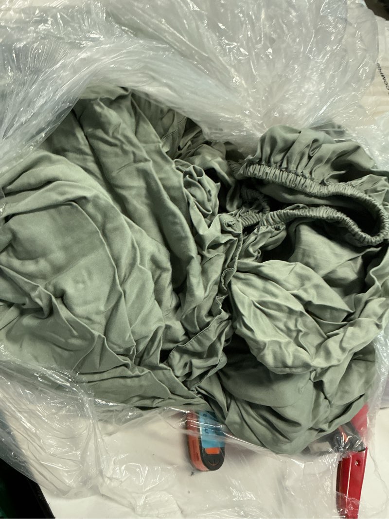 Condition photo showing As Is for bamboo sheet set, king, eucalyptus