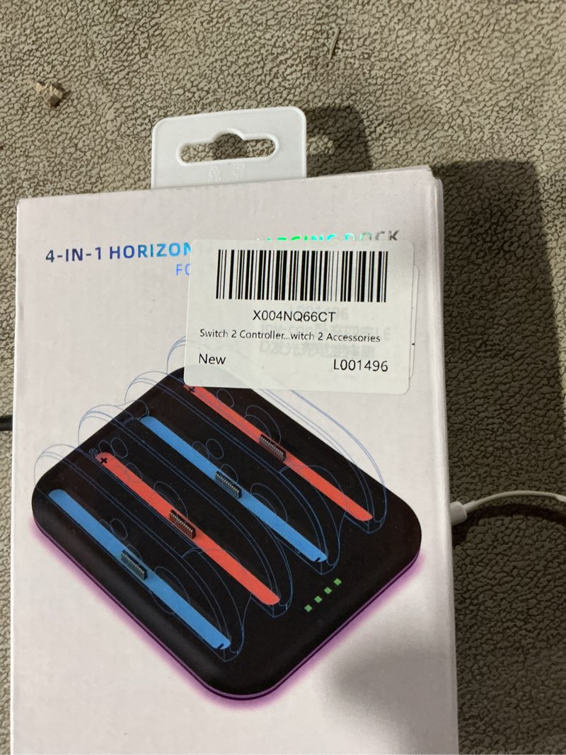 Condition photo showing Good Condition for Controller Charging Dock for Switch 2 with Multiple RGB Lighting Modes,Magnetic 4 in 1 Charger Station for up to 4 Joy-Cons,Type-C Port,LED Indicators,Must-Have Accessories for Nintendo Switch 2 4 in 1 A