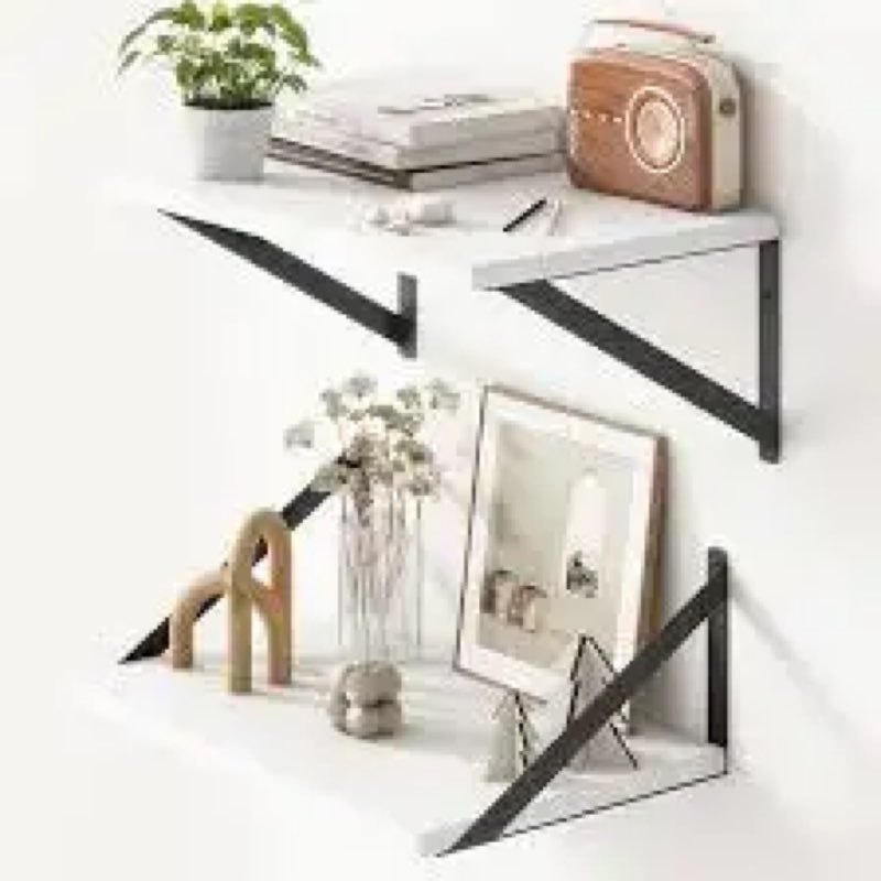 Fun Memories 27.5" W x10 D Floating Shelves, White Wall Shelf with Brackets, 10 Inch Deep Floating S