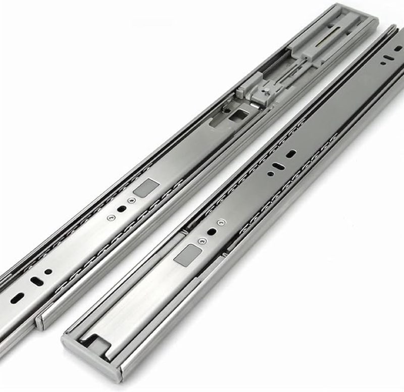 Drawer Rails, Telescopic Slides, Ball Guides, Fully Retractable Drawer Slides, Open And Close Smoothly, Quiet And No Noise, 304 Stainless Steel Three-section Self-closing Drawer Slide Rails, Ball Draw