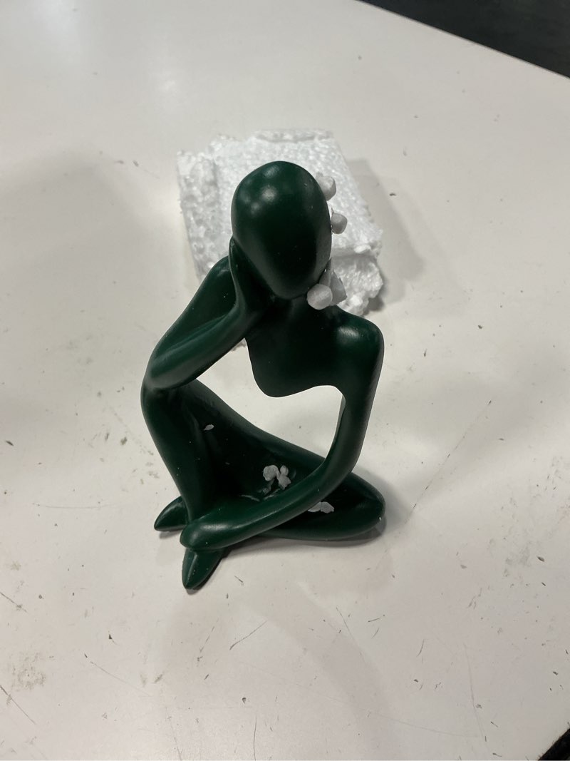 Condition photo showing Good Condition for bmlcgj thinker statue gold decor abstract art sculpture, golden resin collectible figurines for home living room office shelf decoration,great gift ideas (green)