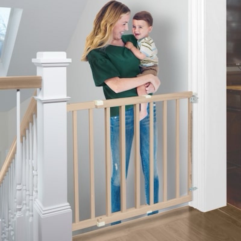 toddleroo by north states 42-in x 30-in hardware mounted natural finish wood safety gate