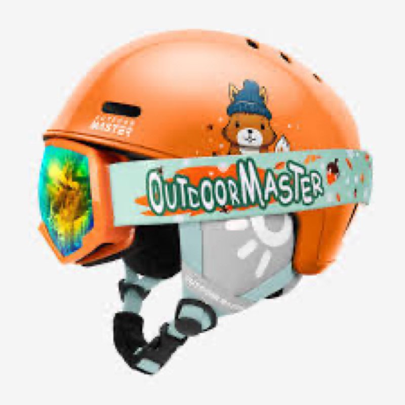 outdoormaster kids ski helmet and goggles set, snowboard helmet, durable pc shell & eps foam, snow helmet 12 cooling vents, dial fit skiing helmet, safety-certified snow sport helmets for boys & girls matte yellow 48-52cm x-small