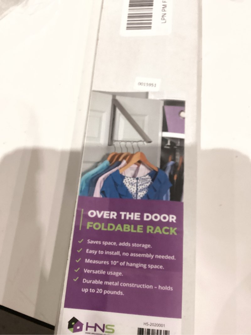 Condition photo showing As Is for HOLDN’ STORAGE Over The Door Hanger - Single Foldable Rack Organizer for Hanging Clothes, Coats & Towels, Ideal for Dorm Rooms, Laundry, Bathrooms, Etc - Holds up to 20 LBs, Collapsible - Satin Nickel Single Set: 1 Pack Satin Nickel
