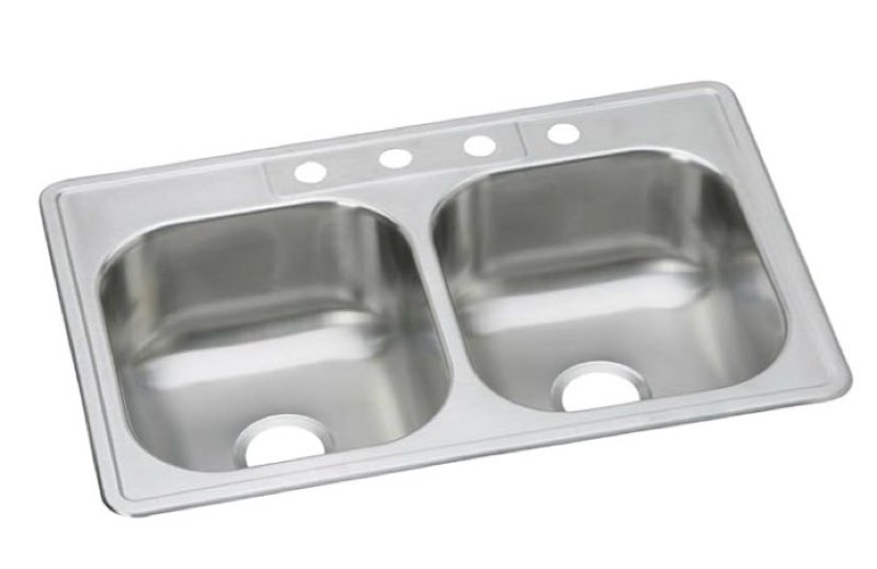 Elkay DSE23321 Dayton 33" Drop In Double Basin Stainless Steel Kitchen Sink - 2 Faucet Holes