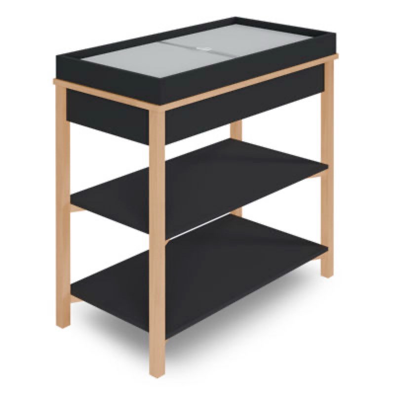 Latitude Run Owen Changing Table In Matte Vintage Oak, Jpma Certified, With Two Bottom Shelves For Storage